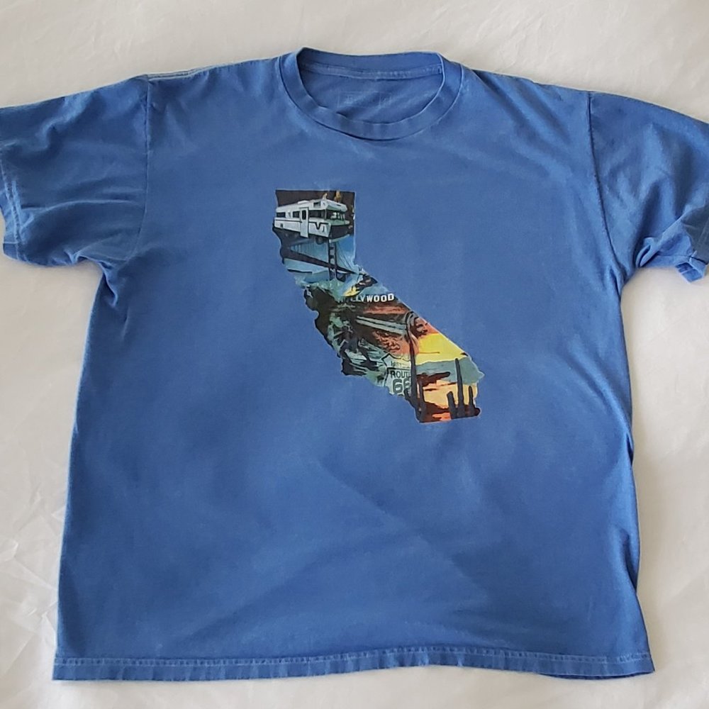 Vintage Blue California T-Shirt - Eisbar Men's L